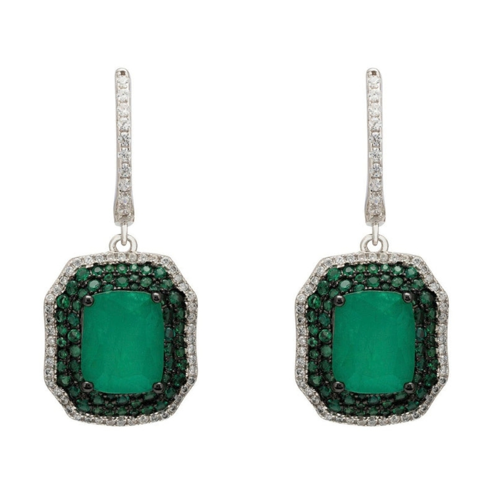 Latelita Seraphina Pendant Necklace and Earrings Silver Colombian Emerald